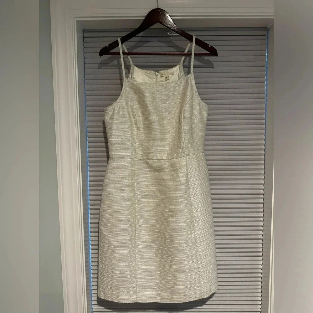 White and silver tweed dress